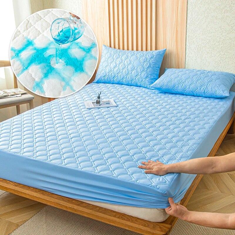 Waterproof Thicken Matter Cover Fitted Sheets Mattress Pad Protector Adjustable Bed Cover Anti-bacterial Bedspread 150/160x200cm