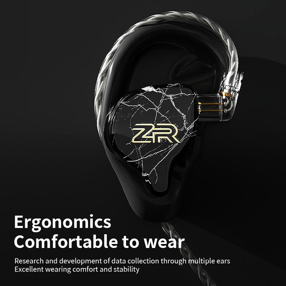 Hifi Kingdom ND-ZR 10mm Diamond Dynamic Driver (1DD) Wired In-Ear Monitors, Black with Mic