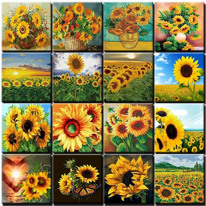 

5D DIY алмазная живопись цветы Алмазная вышивка Подсолнух Пейзаж вышивка крестом мозаика распродажа украшение дома для взрослых комплект подарок Full Round 20x30CM