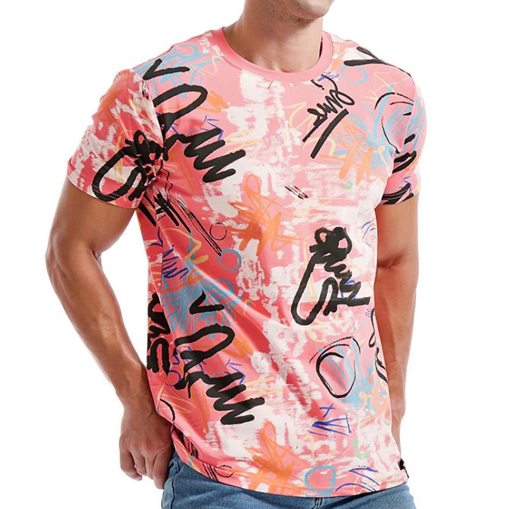 Sommer Rundhals 3D Graffiti Print Top Modische Lässige Kurzarm Herren T-Shirts