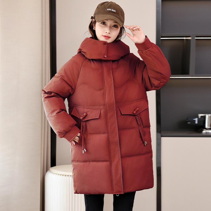 Down Cotton Jacket Women's 2025 New Mid-length Plus Size Loose Bread Jacket Cotton Jacket Winter Padded Jacket Thickened Jacket