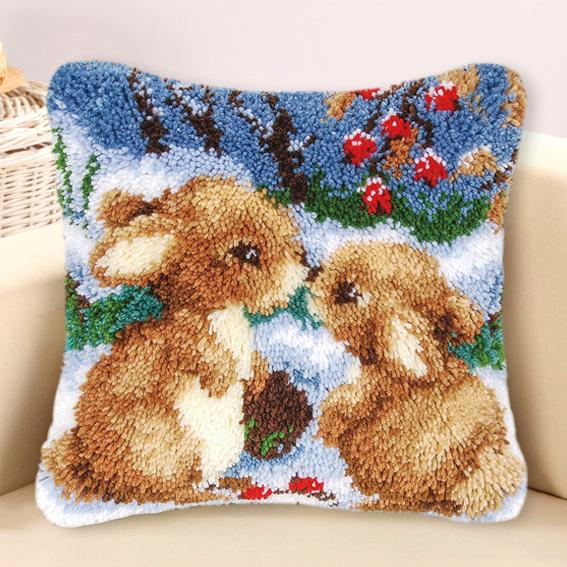 Diy Latch Hook Duck Rabbit Cushion Pillowcase Canvas Crocheting Carpet Embroidery Pillow Latch Hook Kit Knitted Knot Carpet Deco