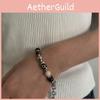 Handmade Geometric Stone Bead Bracelet With Steel Chain For Unisex Fashion Accessory