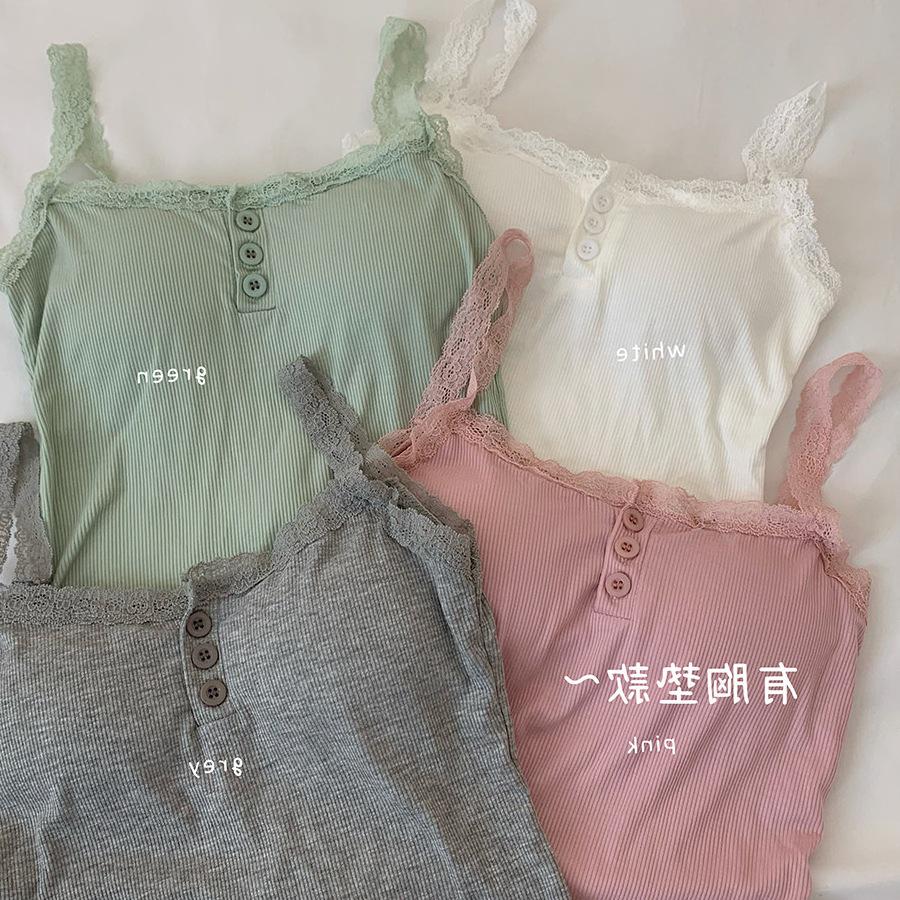 Xin Bang Bang White Lace Trim Padded Camisole: Women's Summer Vest with Beautiful Back Design