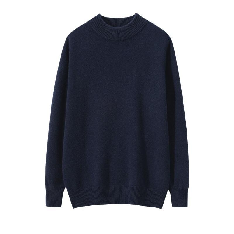 New cashmere sweater men's semi-turtleneck pullover thickened sweater loose and versatile solid color cashmere knitting