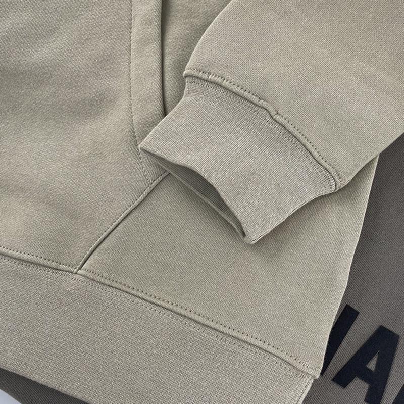 Double-Line Flocking Essentials High Street Letter Hoodie - Casual Loose Fit for Men & Couples