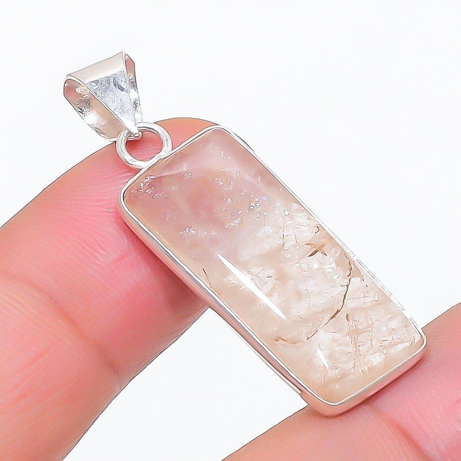 

Natural Golden Rutile Gemstone 925 Sterling Silver Jewelry Pendant 1.46 S9q97