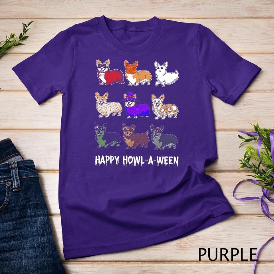 Funny Corgi Dog Halloween Happy Howl-o-ween Unisex T-shirt 6 2XL