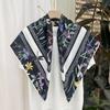 Spring and Summer Korean Flower Sunscreen Printed Large Square Scarf Scarf Scarf for Women Retro High-end Versatile Shawl