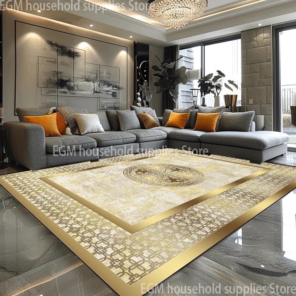 European Style Luxury Large Rugs For Living Room Black Gold Parlor Sofa Carpet Non-Slip Easy Cleaning Coffee Tables Mat 200X300