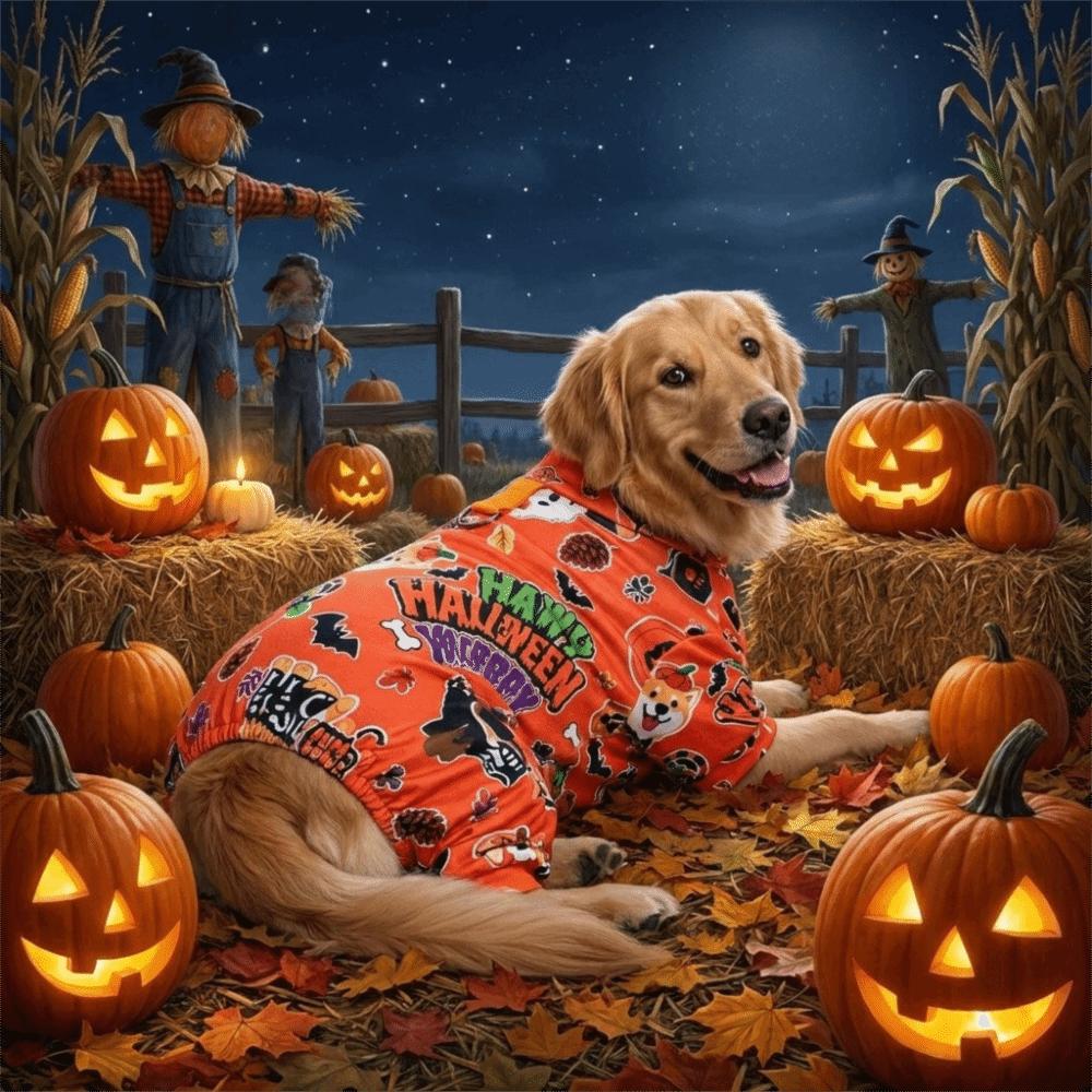 Soft Four Legged Clothes Comfortable Ghost Pumpkin Dog Sleepwear Dog Soothing Clothes Daily Wear
