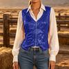 Women's Sequin V-Neck Zip-Up Vest, Sleeveless Cropped Party for Stage and Evening Wear