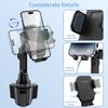 Cup Phone Mount for Car, Universal Cup Phone Cradle Holder with Long and Adjustable Neck, Friendly Compatible with Cell Phone