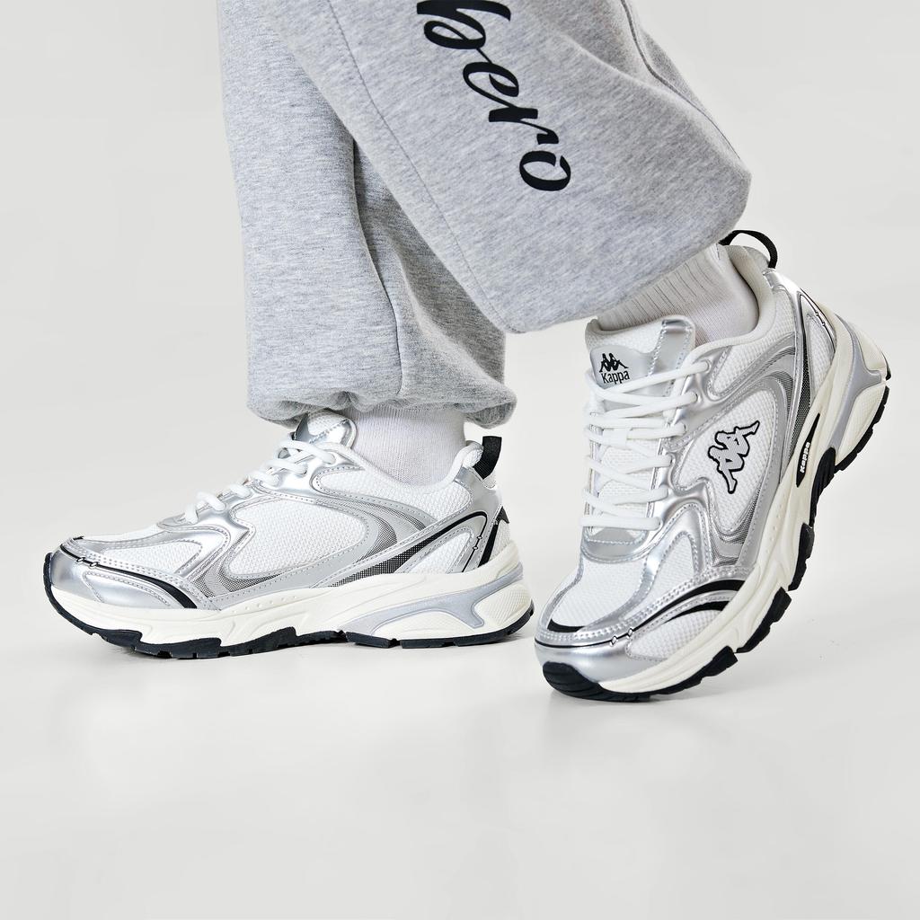 Kappa Stoff Synthetikleder 3M Reflektierend Dekonstruiert Y2K Retro Verschleißfest Atmungsaktiv Niedrig geschnitten Dad Shoes Unisex Sneaker Silber K0DZ5MC39-012