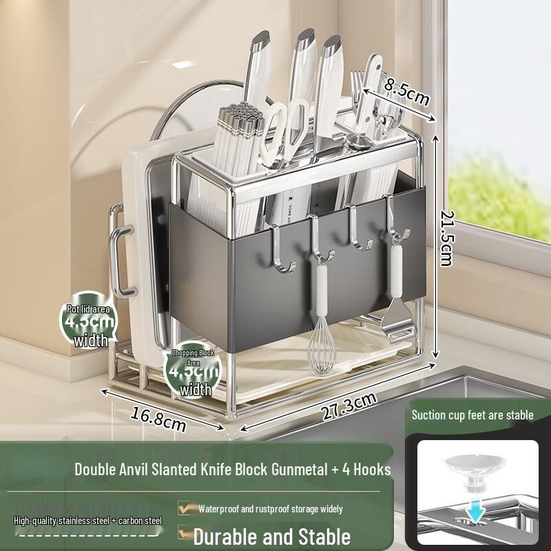 Stainless Steel Countertop Kitchen Knife & Utensil Organizer