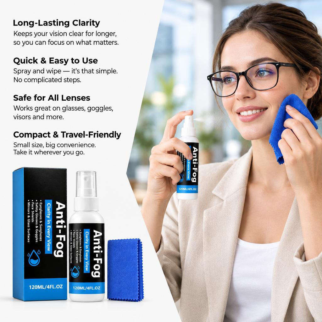 Anti Fog Spray Glass Defogger Quick Clear Mist Multi Surface Easy Wipe Anti Fogging Agent for Car Windows Glasses Helmets