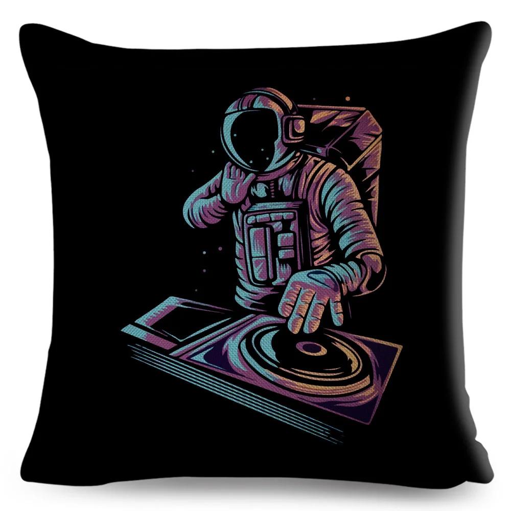 Cartoon Astronaut Sports Cushion Sofa Home Decoration Kids Room Planet Music Pillowcase