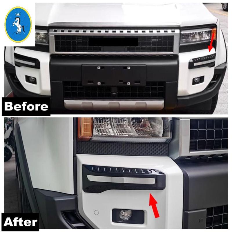 Auto Front Bumper Fog Lights Lamps Eyebrow Frame Decor Cover Trim Accessories For Toyota Land Cruiser 250 Prado LC250 2024 2025
