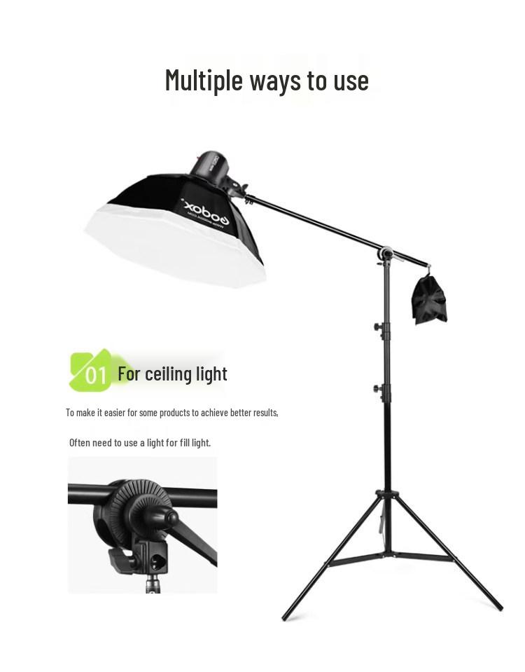 Universal Photography Light Stand Adapter with Wheels - Multifunctional Boom Turntable Arm Bracket