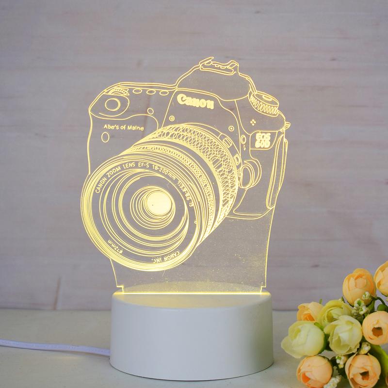 Customize Acrylic 3D Illusion LED Warm White Night Light for Living Room Kids Bedroom Decorative Lamp with USB Power