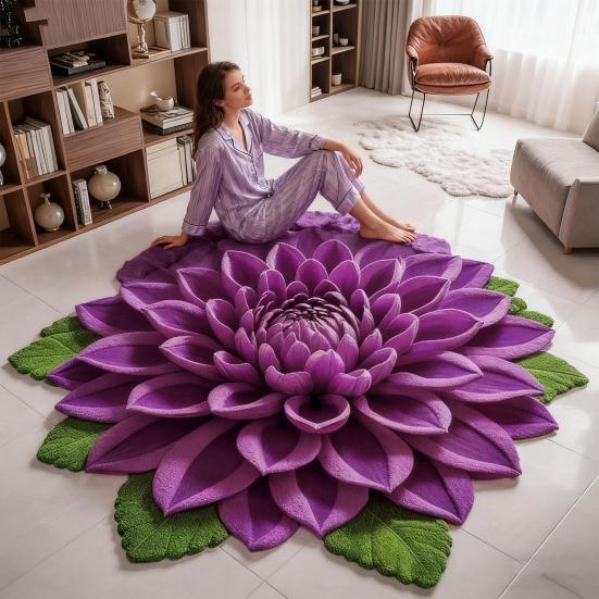 Yousheng 3D Flower Floor Mat Absorbent Large Flower Area Rug Non-Slip Bathroom Rug Bedroom Carpet for Living Room Kitchen
