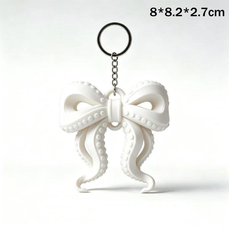 Colorful Korean Octopus Tentacle Bow Keychains Fun 3D Printed Bag Pendant Accessory For Bags Keys And Creative Gift