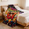 Funny Vibe Check 67 Flannel Blanket Retro Cartoon Number Print Soft Warm Throw Blanket for Sofa Bedroom Home Decor Multiple Size