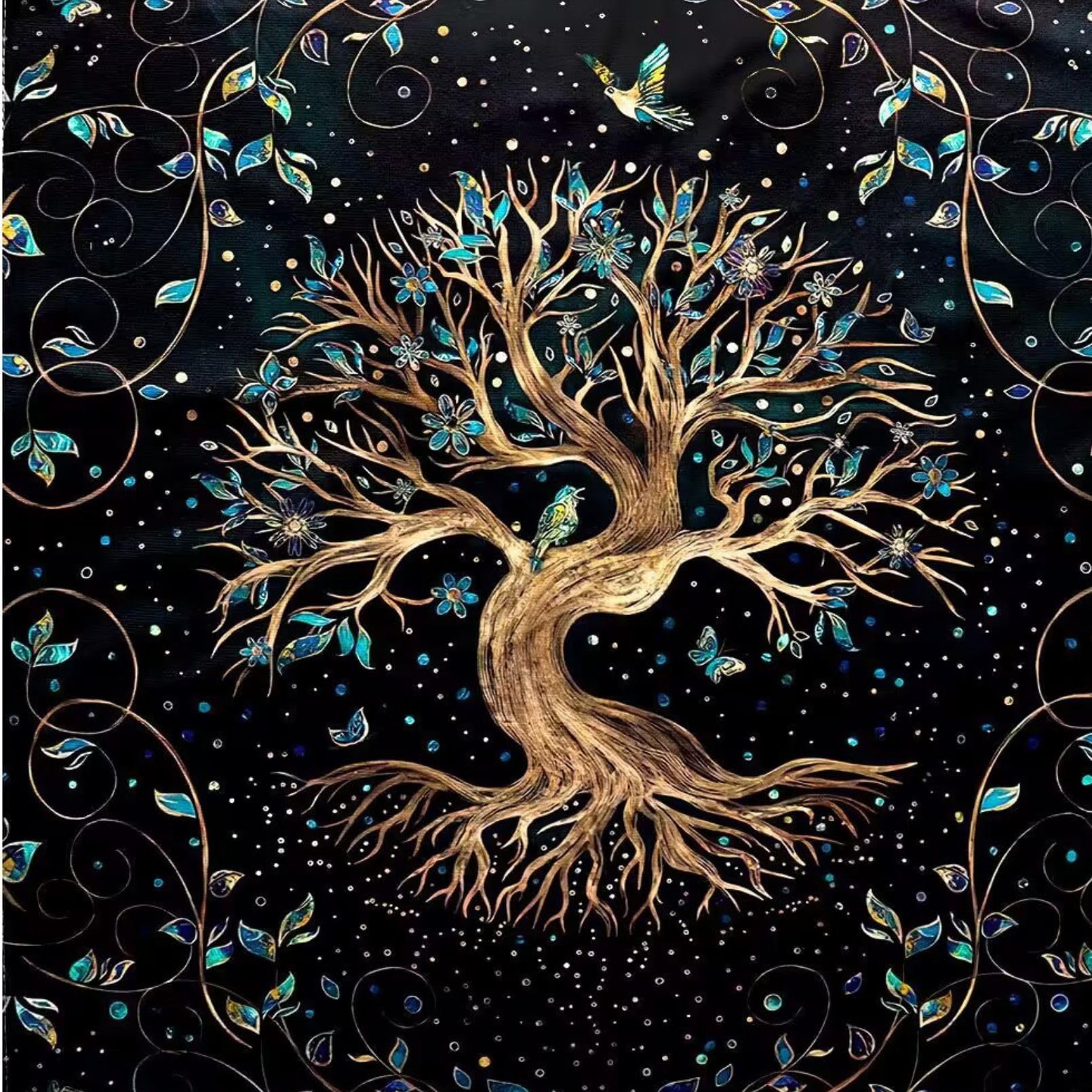 

Tarot Mat, Tree of Life Tapestry, Wall Hanging, Nordic Style, Interior Art Decor, Mystical Space Pattern (Tree of Life)