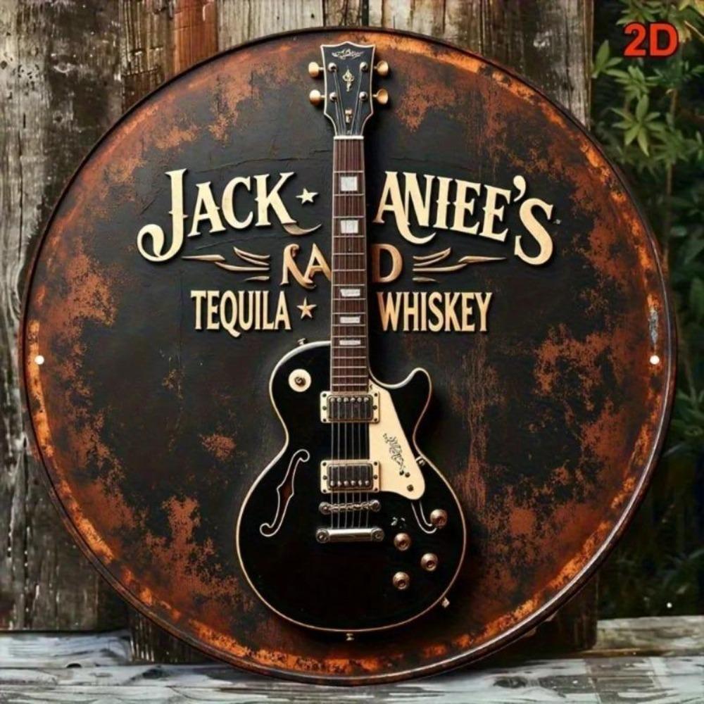 Vintage Metal Wall Decor Retro Guitar Bar Sign Rustic Country Music Art