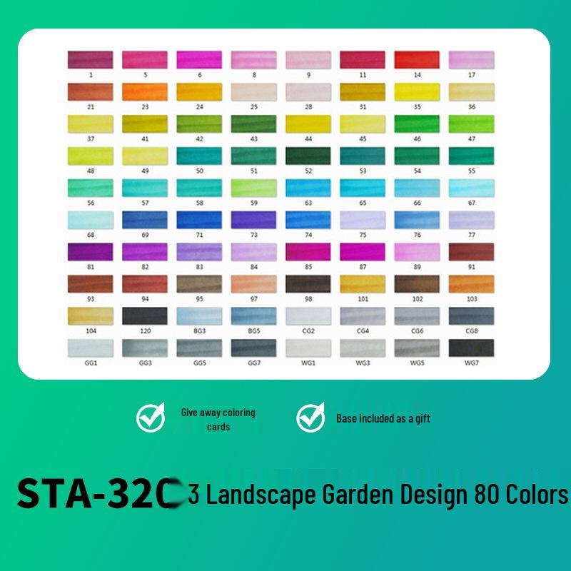 Sta 3203 Double-Ended Quick-Drying Oil-Based Marker Pen Set for Student Art & Indoor Design