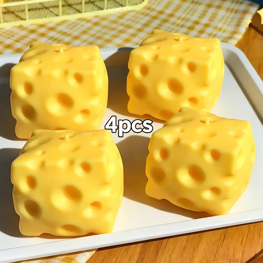 Jumbo Cheese Cube Stress Ball Big Cheese Shapeable Squeeze Ball Non-Bounce Fidget Toy ASMR Sensory Anti-Stress Festival Gift