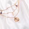 Women's Necklace Retro Style Disc 3-layer Geometric Cactus Colored Gemstone Necklace