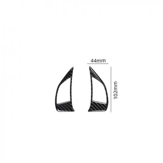 2pcs Carbon Fiber Car Steering Wheel Button Frame Cover For Fiat 500 2012-2015