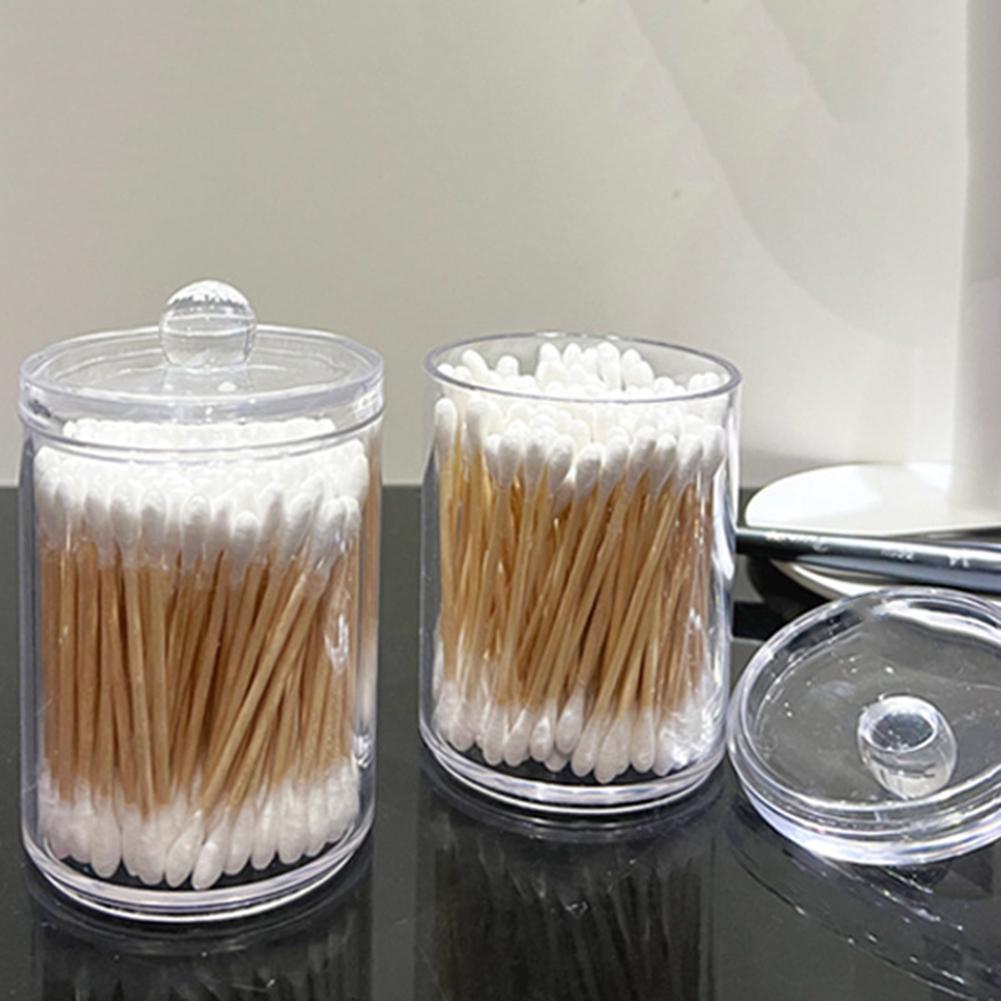 1pc Clear Plastic Cotton Swab Holder Dispenser For Bathroom And Vanity Organization - Keep Your Cotton Swabs Clean
