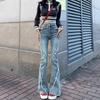 American Versatile Rough Edge Splicing Micro-pull Jeans Women's Spring and Autumn New Slim-fitting High-waisted Horseshoe Pants Tide