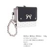 [Coboca+] WC25112 Card Case, Black, Ribbon Attached, 9 Pockets, Pearl-Like Chain, Wallet with Coin Purse, 9cm X 10cm X 3cm, Snap Button Closure