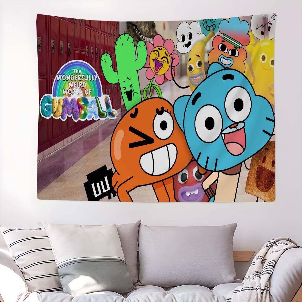 The Amazing Funny Wworld Of Gumball Colorful Tapestry Wall Hanging Hanging Tarot Hippie Wall Rugs Dorm Wall Art Decor