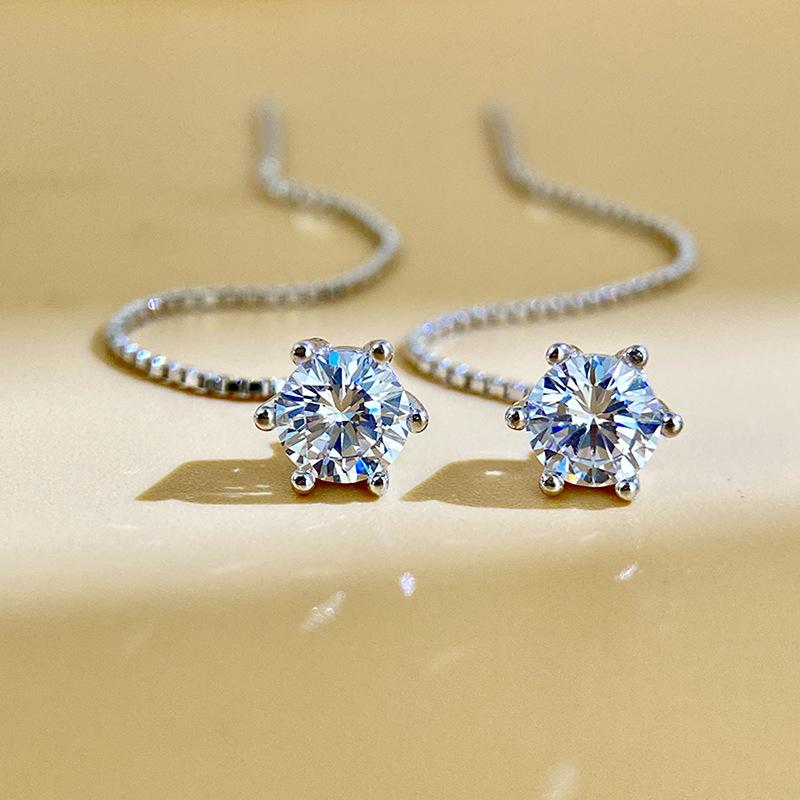 0.5-1ct Moissanite Earrings for Women Lab Grown Diamond Ear Studs 925 Silver Fine Jewelry Gift