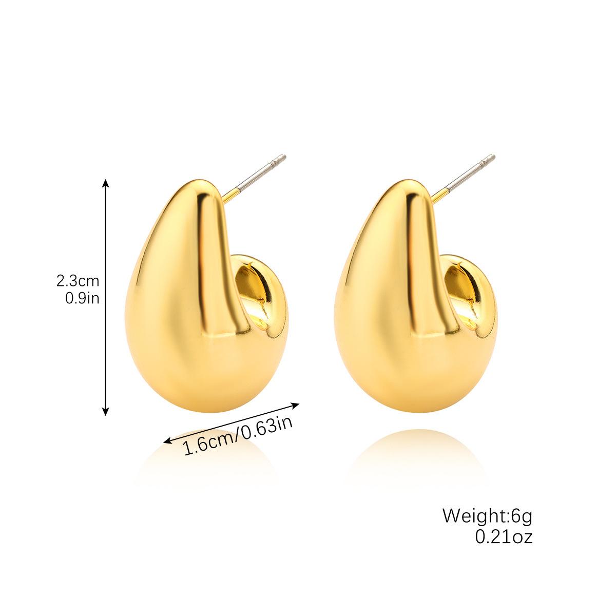 

Преувеличенные серьги с темпераментом Золотые Серьги с чувством зрелости Инс Холодный ветер Простые металлические капли Плиссированные жемчужные серьги-цветы
