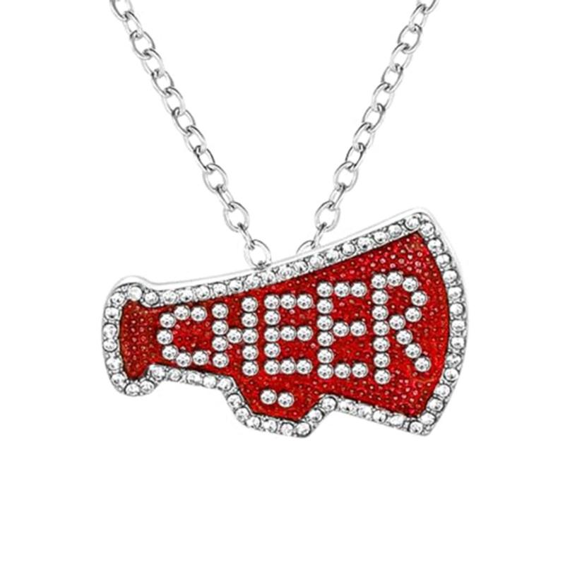 Rhinestones Studded Megaphone Charm Necklace Lightweight Fashion Accessory Birthday Gift for Sports Enthusiasts