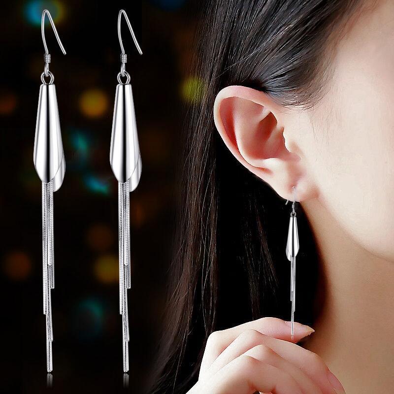 Korean  Japanese Butterfly, Flower, Clover, Heart Tassel Earrings - Trendy European  American Style 925 Silver Ear Needle