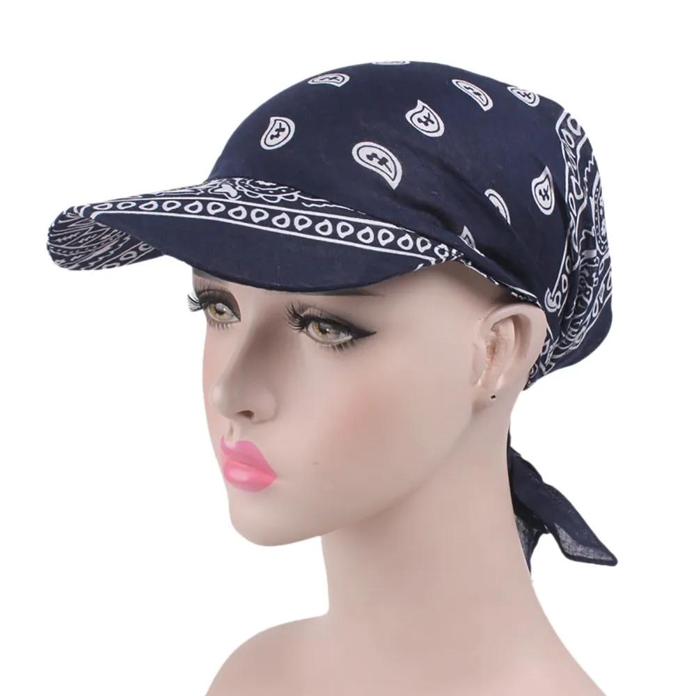 Fashion Muslim Hijab Turban Hat for Women Baseball Cap Sun Hats Headscarf Scarf Brim Caps Floral Print Femme Scarves Bandanas