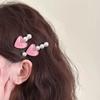 Hairpin Stable Non-Damaging Hair Clip with High-Gloss Imitation Pearls Pink Jelly Heart Design Princess Style Hair Accessory