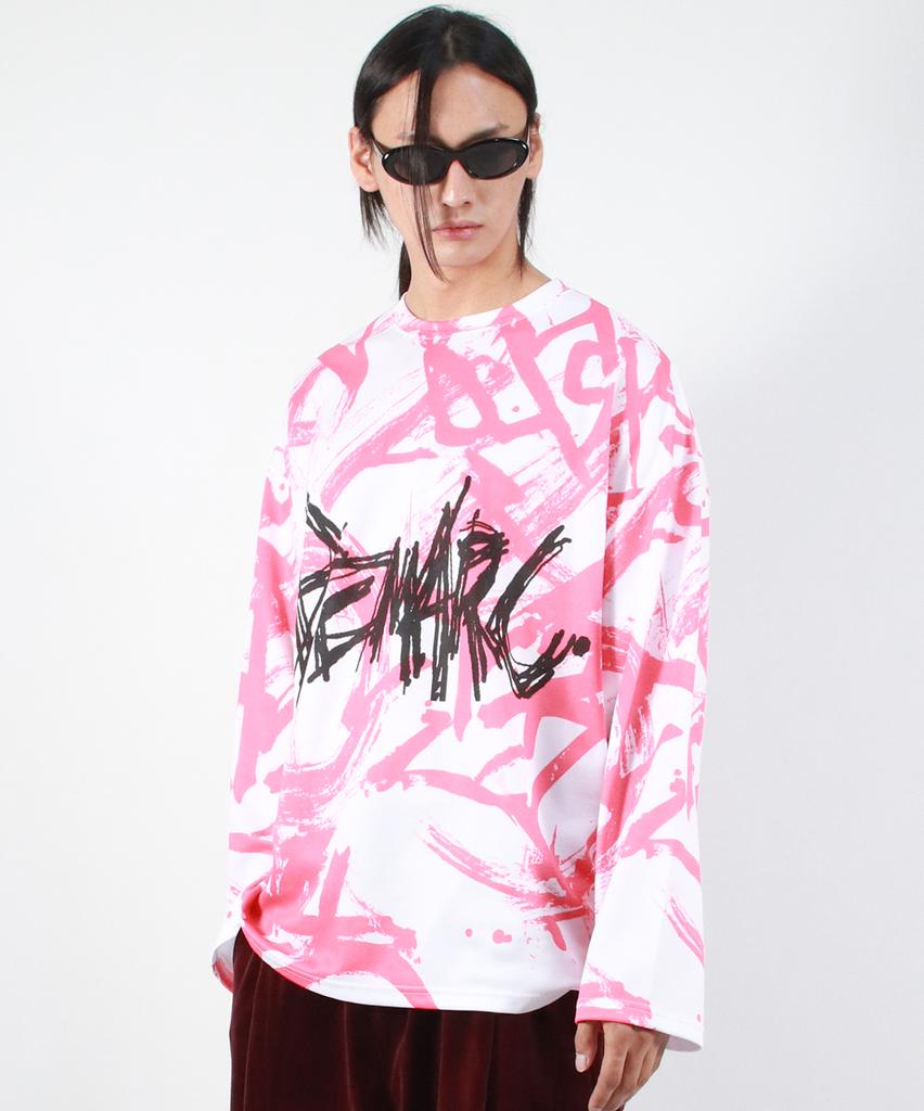 Deumakeu M Street Graffiti Logo Text Oversized T-Shirt - Red