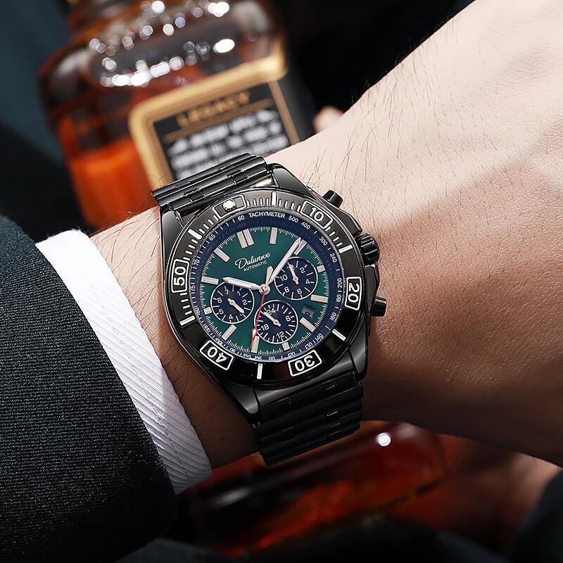 Męski zegarek mechaniczny z automatycznym naciągiem, wielofunkcyjny kalendarz na tarczy, modny sportowy zegarek na rękę dla mężczyzn