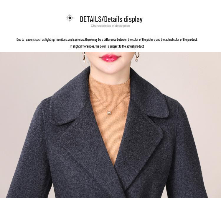 Women's Double-Sided Cashmere Coat - Trendy Mid-Length Tie Wool for Autumn/Winter