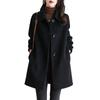 2025 Women's Plus Size Wool Blend Mid-Length Coat with Peter Pan Collar - Korean Fashion for Autumn/Winter