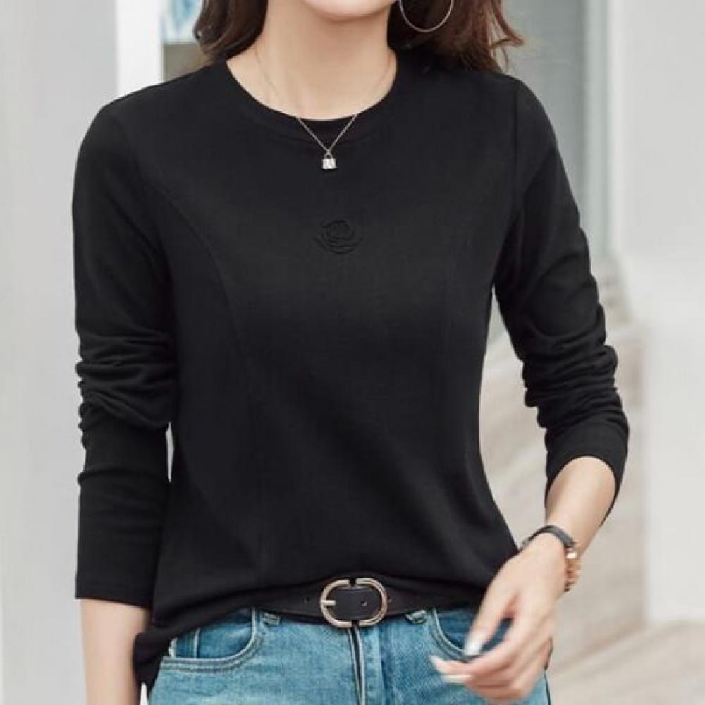 Navava Simple Basic Flower PoinT Long Sleeve T shirT nT3036