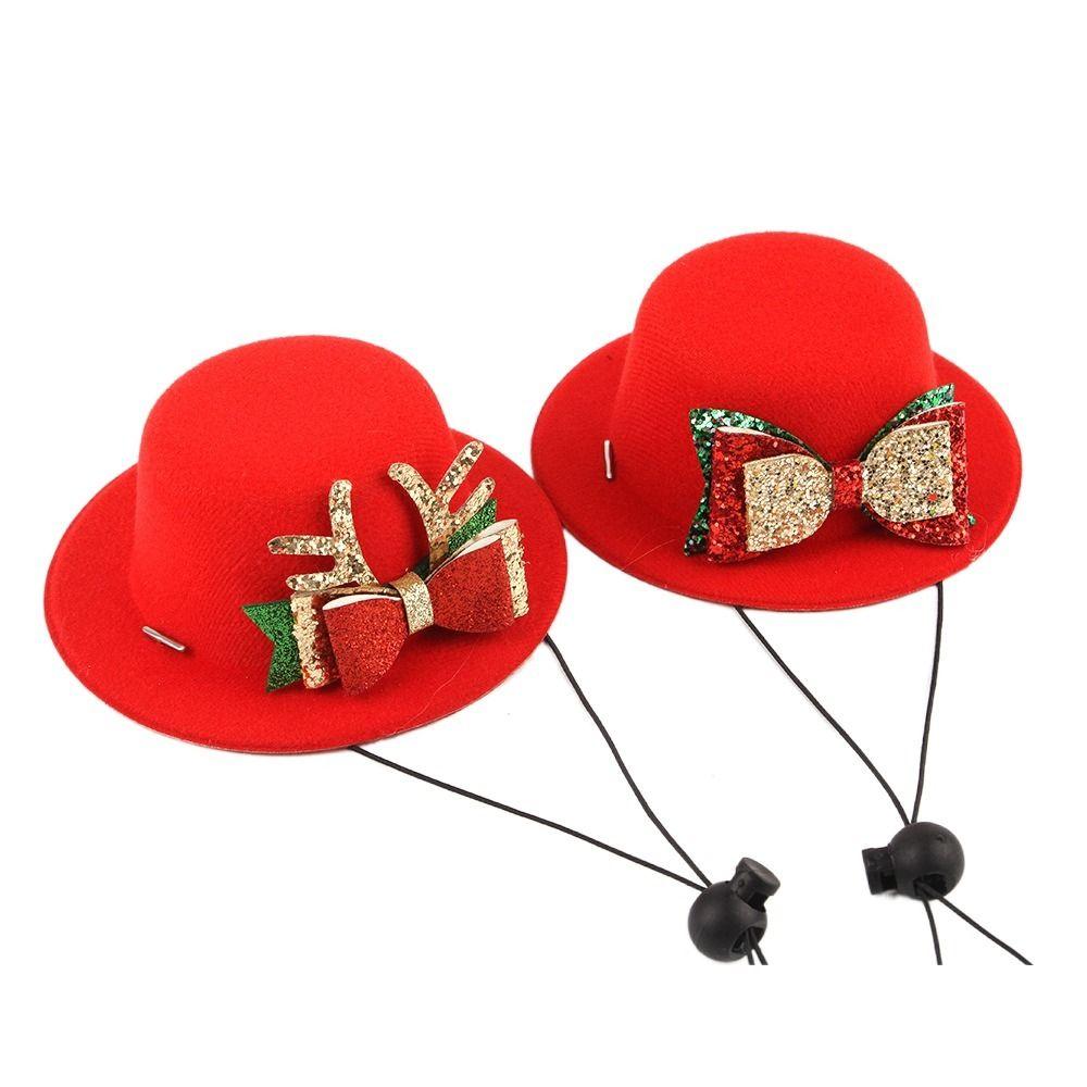 With Bell Pet Christmas Bow Hat Soft Cat Christmas Collar Christmas Cat Bow Tie  for Puppy Cats