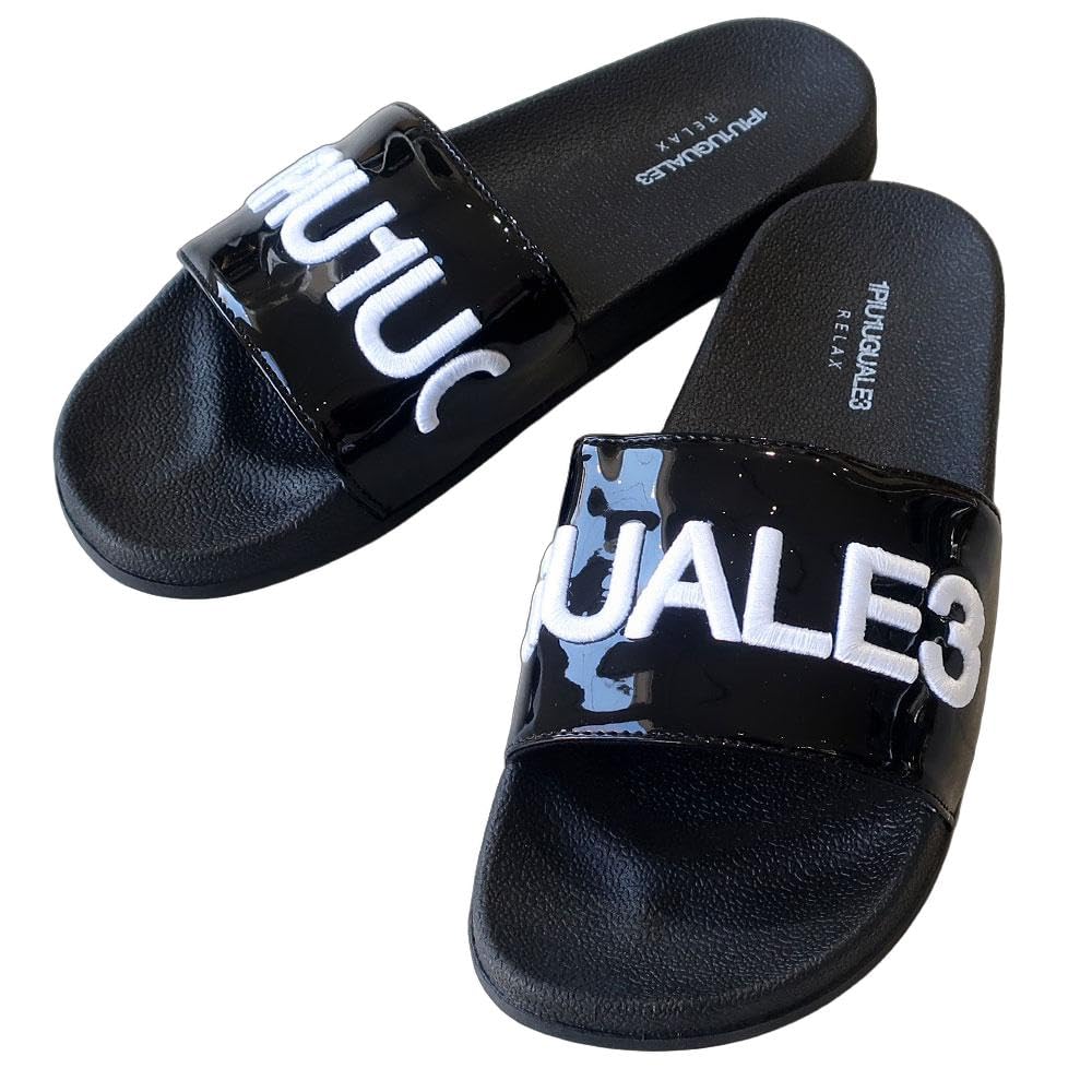 1PIU1UGUALE3 RELAX GLEN CHECK SANDALS Glen Check BLACK SANDALS Crocodile Embossed Shower Sandals Lightweight Japanese shoe numerical [1PIU1UGUALE3